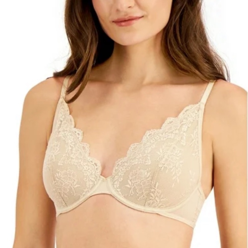 INC International Concepts Apex Lace Bra Almond Latte Size Large